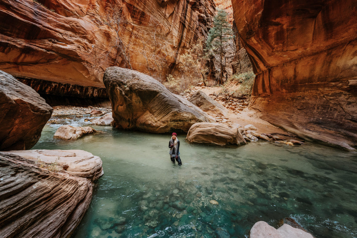 Girl Hiker in Zion Utah The Narrows Hike