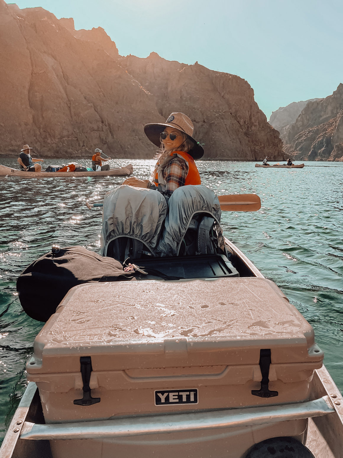 Canoe Packed with camping gear Colorado River Canoe Trip