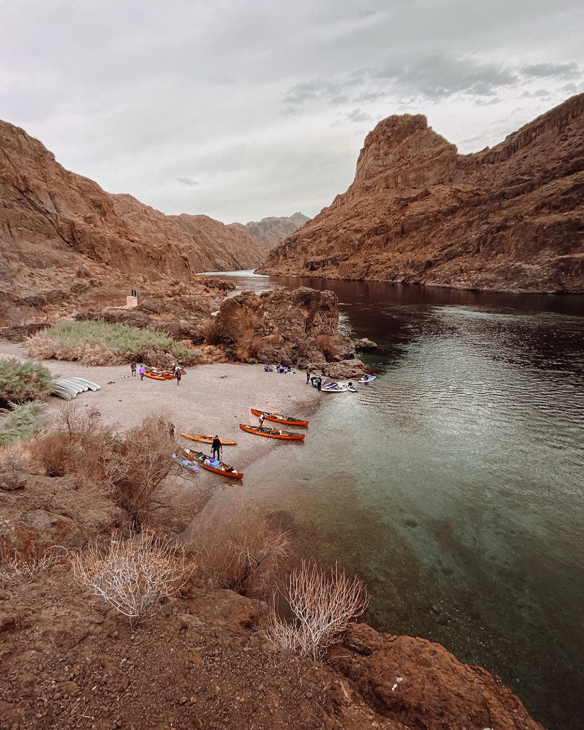 Arizona Hot Springs Campground from above - Colorado River Canoe Trip