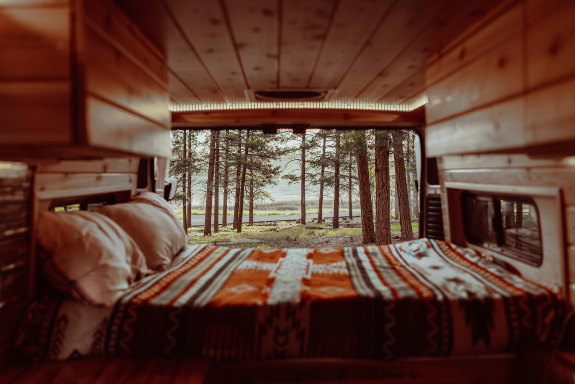 Interior of Boho Camper Van Rental in Arizona